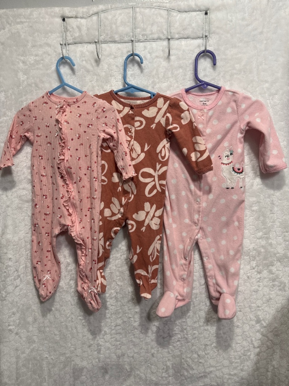 Baby girls size 9 Months One-piece Footies Pajamas